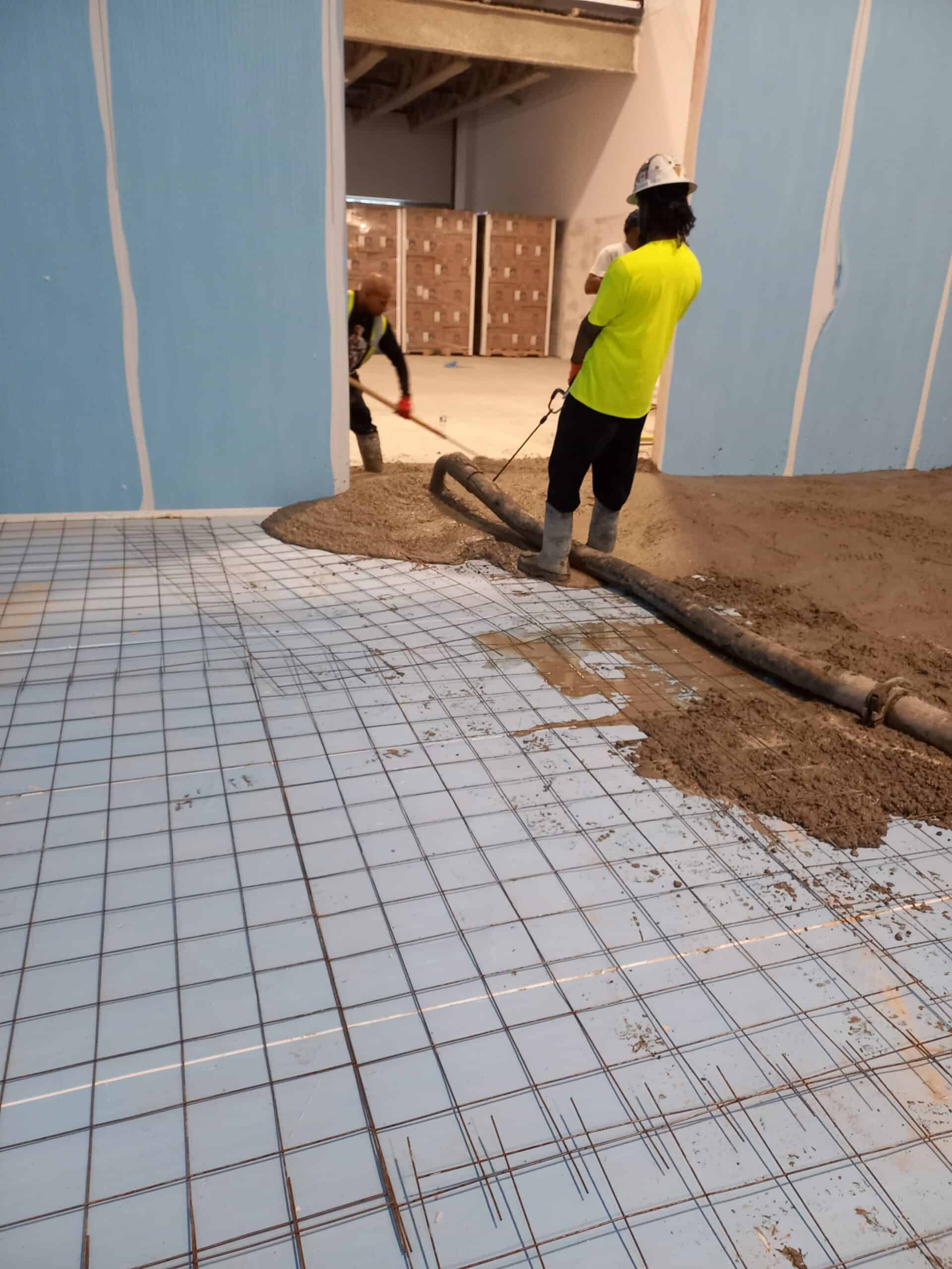 Concrete pumping for a small commercial freezer floor pour in Mississauga